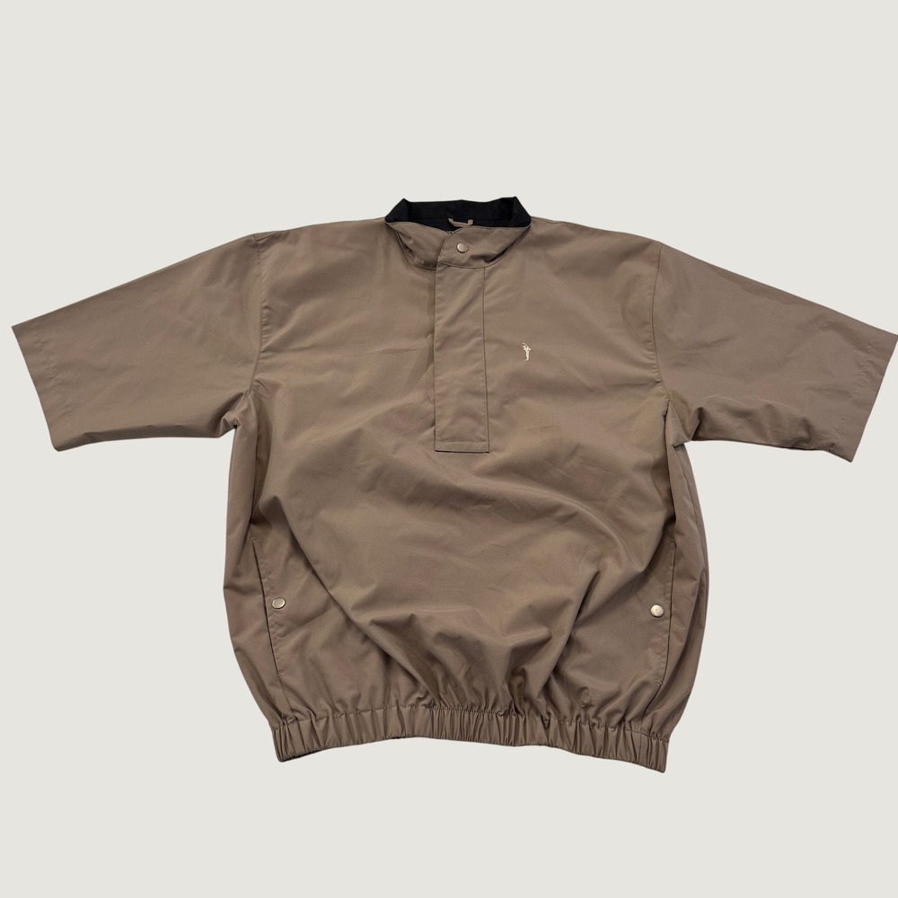 Austin Golf Tour Collection Windshirt Mens Medium Tan Short Sleeve Pullover Golf